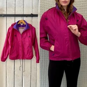 Vintage 90s Magenta Pink Purple Windbreaker Jacket Full Zip by LL Bean size M/L